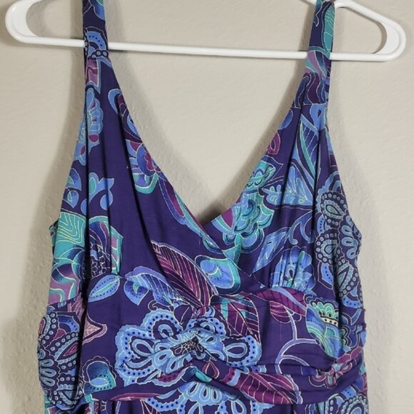 Vintage Y2K Margarita Flowy Floral Dress Size M Blue Purple Boho Fairy Asymm - Picture 2 of 10